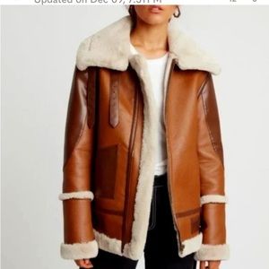 Choosey Brand Vegan Leather and Shearling Aviator Jacket